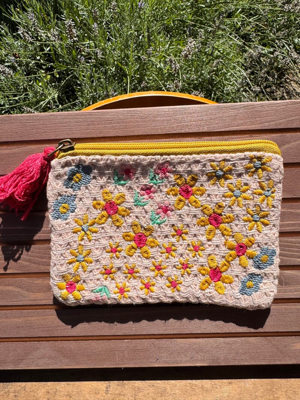 Embroidered Flowers Canvas Coin Pouch 4 x 6 Bag Makeup Bag Coin Pouch Travel